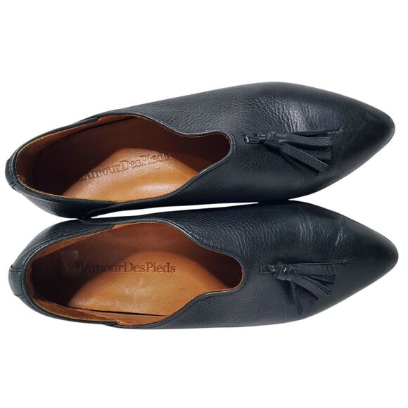 L’Amour Des Pieds Black Point Toe Leather Flats Sz 6 Comfort Dressy Casual - Picture 7 of 10